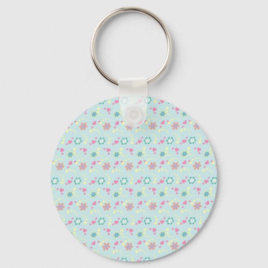 Porte-clés Coeurs de fleurs + votre nom (Recto)