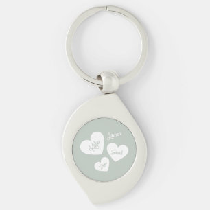 Porte-clés Coeurs de la mère personnalisée Vert doux bleu