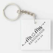 Porte-clés Coeurs de script Personnalisé M. Mme Mariage Photo (Devant)