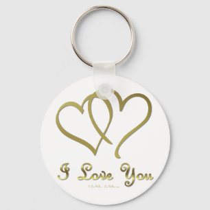 Porte-clés Cœurs d'Or Enlacés Je T'Aime