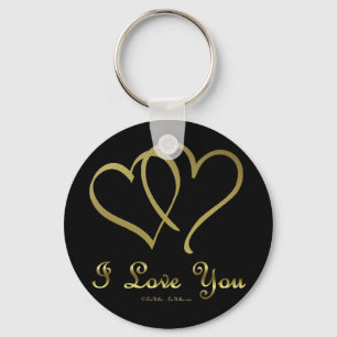 Porte-clés Cœurs d'Or Entrelacés Je T'Aime