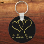 Porte-clés Cœurs d'Or Entrelacés Je T'Aime (Recto)