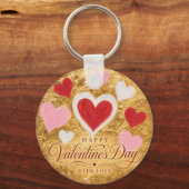 Porte-clés Cœurs dorés Étincelle de la Saint-Valentin (Recto)