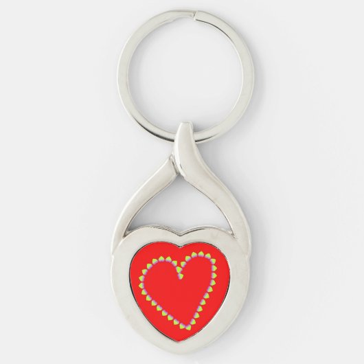 Porte-clés Coeurs en forme de coeur sur rouge (Devant)