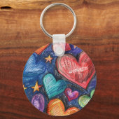 Porte-clés Coeurs et étoiles dessinés à la main (Recto)