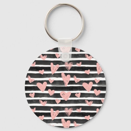 Porte-clés Coeurs et rayures (Recto)