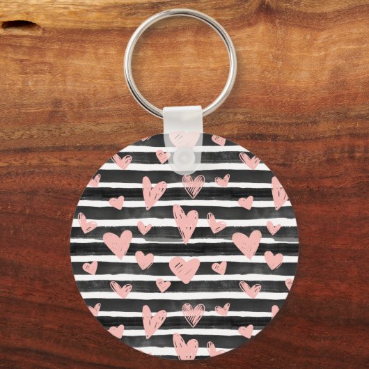 Porte-clés Coeurs et rayures (Recto)