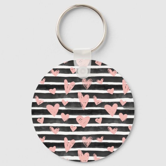 Porte-clés Coeurs et rayures (Verso)