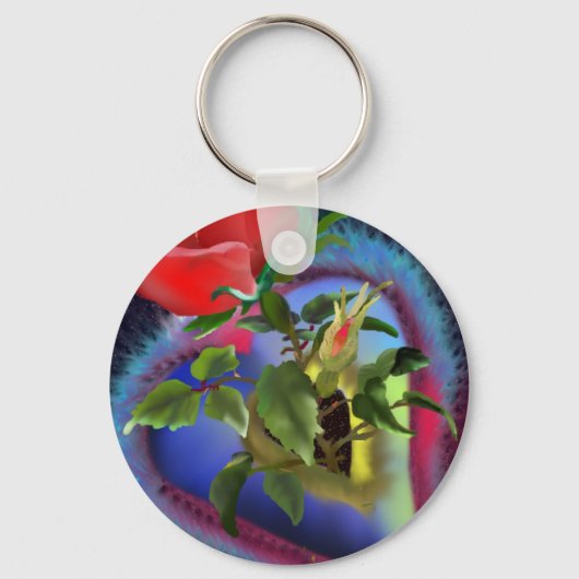 Porte-clés Coeurs et Rose (Recto)