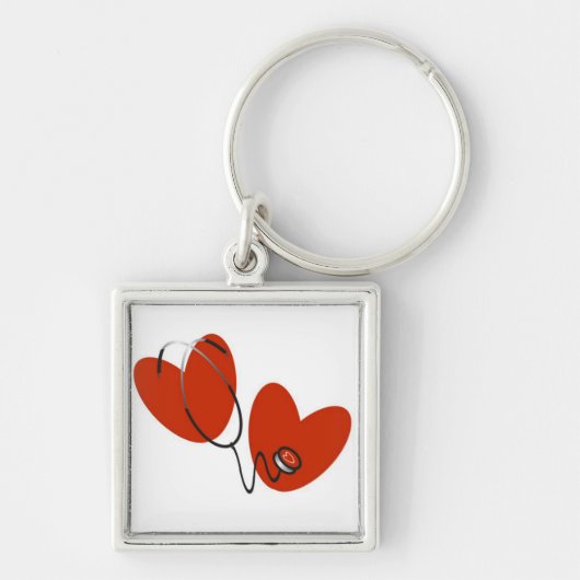 Porte-clés Coeurs et T-shirts et cadeaux de stéthoscope (Devant)