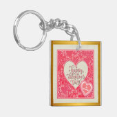 Porte-clés Coeurs floraux rouges et roses élégants Saint-Vale (Devant gauche)