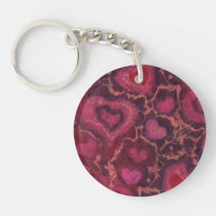 Porte-clés Coeurs gonflés, amour romantique, rouge rose & bor