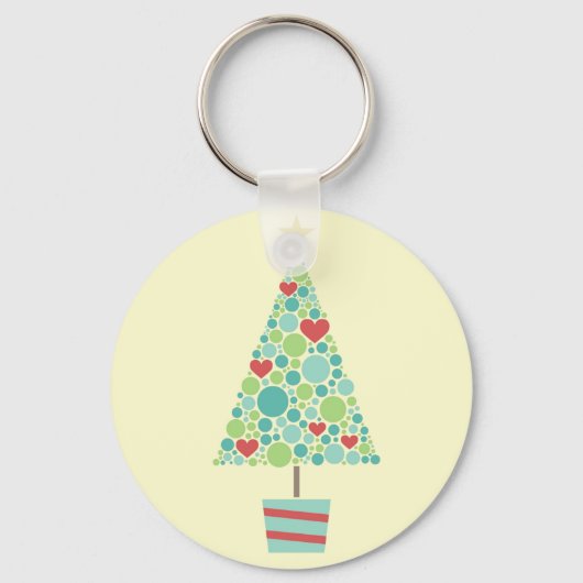 Porte-clés Coeurs mignons pastel moderne sapin de Noël (Recto)