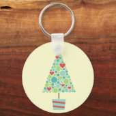 Porte-clés Coeurs mignons pastel moderne sapin de Noël (Recto)