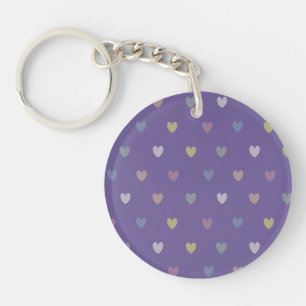 Porte-clés Coeurs minuscules polka sur violet violet Ultra vi