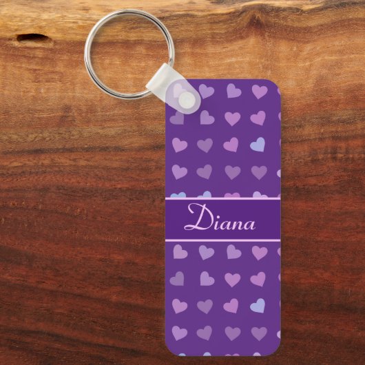 PORTE-CLÉS COEURS PASTEL PURPLE PERSONNALISÉ (Recto)