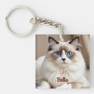 Porte-clés Coeurs photo simples Pet CAT Personnaliser