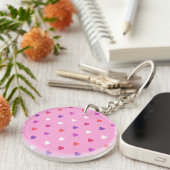 Porte-clés Coeurs polka rose (Devant droit)