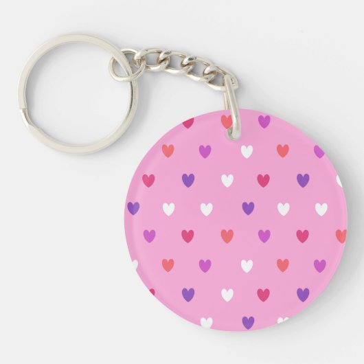 Porte-clés Coeurs polka rose (Devant)
