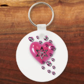 Porte-clés Coeurs roses avec étoile (Recto)