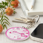 Porte-clés Coeurs roses bijoués TWEEN sucré PERSONNALISÉ 16 (Devant droit)