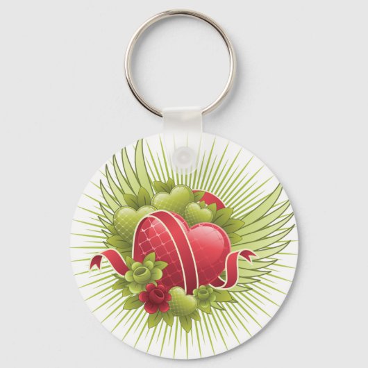 Porte-clés Coeurs Roses et ailes (Recto)