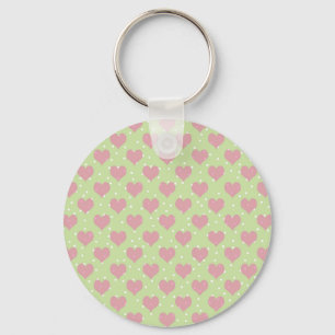 Porte-clés Coeurs roses et motif pois blanc