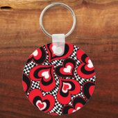 Porte-clés Coeurs, rouge, noir, blanc (Recto)