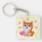 Porte-clés Coeurs Shiba Inu mignons | Pour Amoureux des chien (Devant)