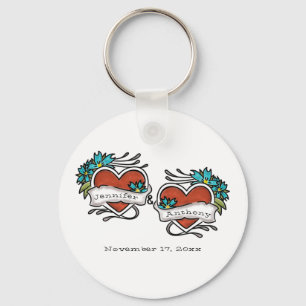 Porte-clés Coeurs tatoués, Mariage graphique de tatouage