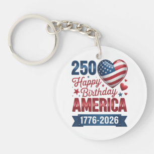Porte-clés Cœurs USA 1776 2026 4 juillet 