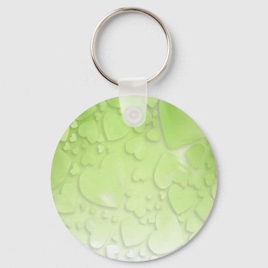Porte-clés Coeurs verts et blancs Abstraits (Recto)