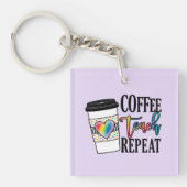 Porte-clés Coffee Teach Repeat - Fun Teacher Life (Devant)