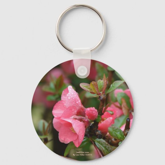 Porte-clés Cognassier à fleurs roses de printemps (Recto)