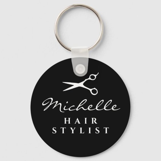 Porte-clés Coiffeur coiffeur salon ciseaux nom personnalisé (Recto)