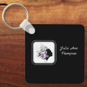 Porte-clés Coiffeur silhouette noir et blanc chic (Recto)