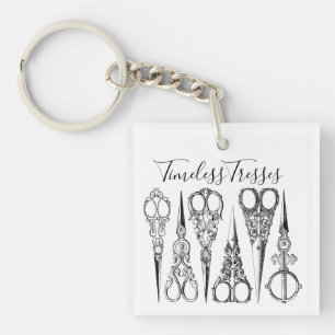 Porte-clés Coiffeur victorien ciseaux à coudre élégant