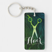 Porte-clés Coiffeuse Coiffeuse Beauté Green Ciseaux Or (Devant)