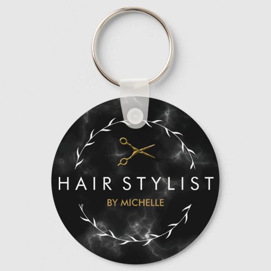 Porte-clés Coiffeuse en marbre noir moderne (Recto)