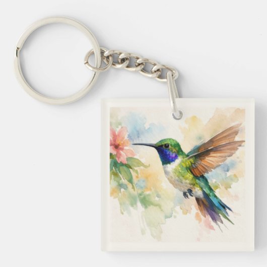 Porte-clés Colibri aquarelle (Devant)