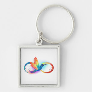 Porte-clés Colibri arc-en-ciel avec symbole d'infini