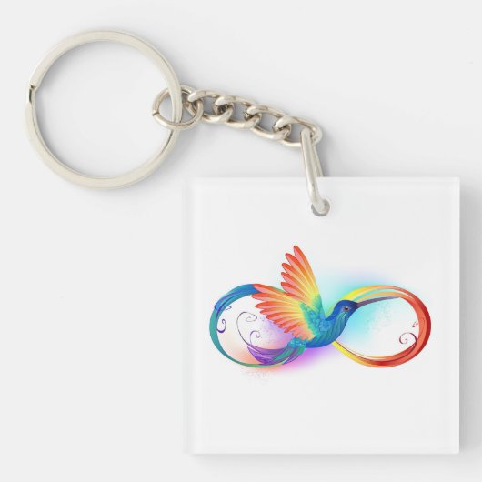Porte-clés Colibri arc-en-ciel avec symbole Infinity (Devant)