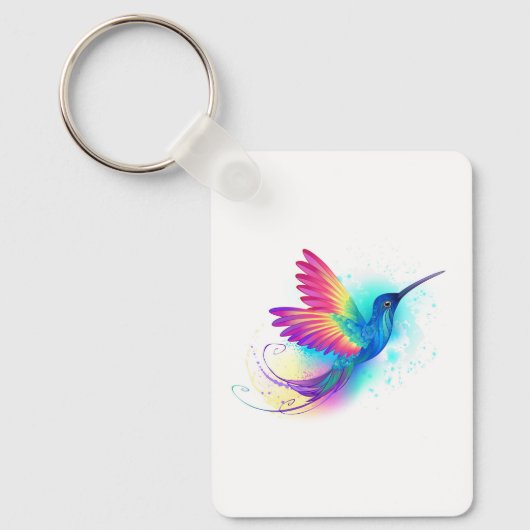 Porte-clés Colibri arc-en-ciel exotique (Recto)