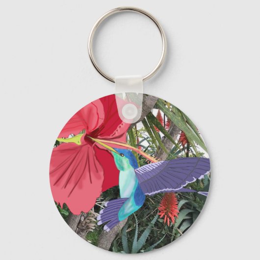 Porte-clés Colibri bleu et vert (Recto)