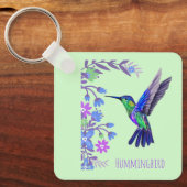 Porte-clés Colibri Design Fleurs Botaniques Amateurs d'oiseau (Recto)