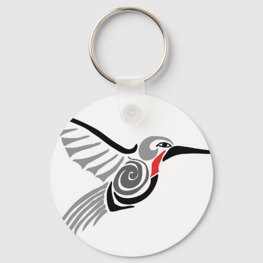 Porte-clés colibri gris à gorge rouge (Recto)