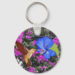 Porte-clés Colibri, Hibiscus Bleu & Bougainvilliers