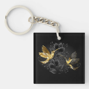 Porte-clés Colibri noir et or