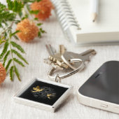 Porte-clés Colibri noir et or (Côté)