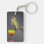 Porte-clés Colibri posé sur un bouton de fleur (Dos)